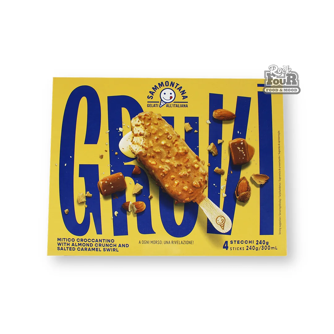 Պաղպաղակ «Sammontana Gruvi» վանիլային, աղի կարամելով, նուշի և թխվածքաբլիթի կտորներով 240գ